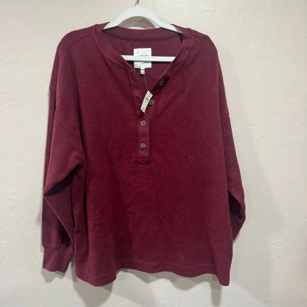 New American Eagle Aerie Sherpa Henley Sweatshirt